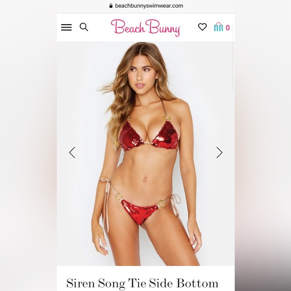 Beach bunny swimwear siren song bathing suits- red sequin bikini set - Picture 1 of 2